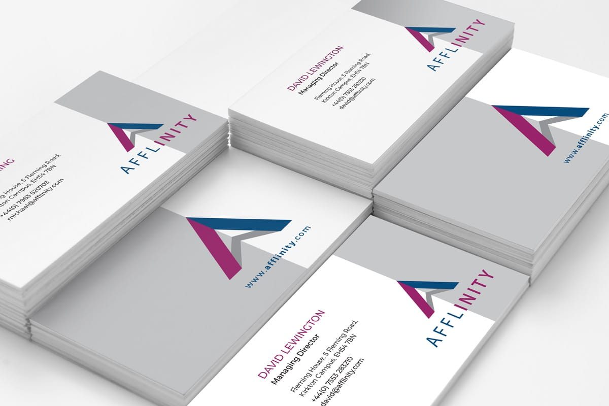 Afflinity brand stationery and business card design