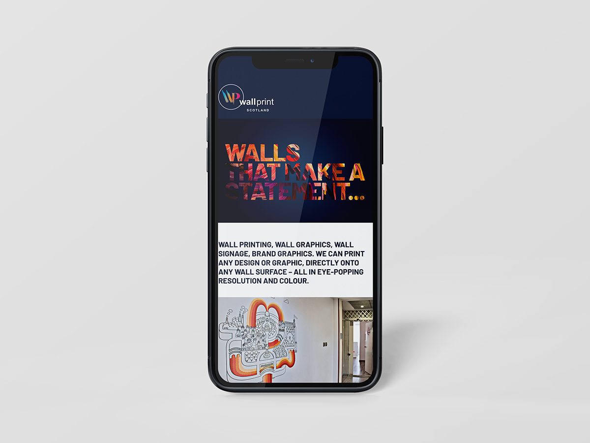 Wallprint website shown on mobile